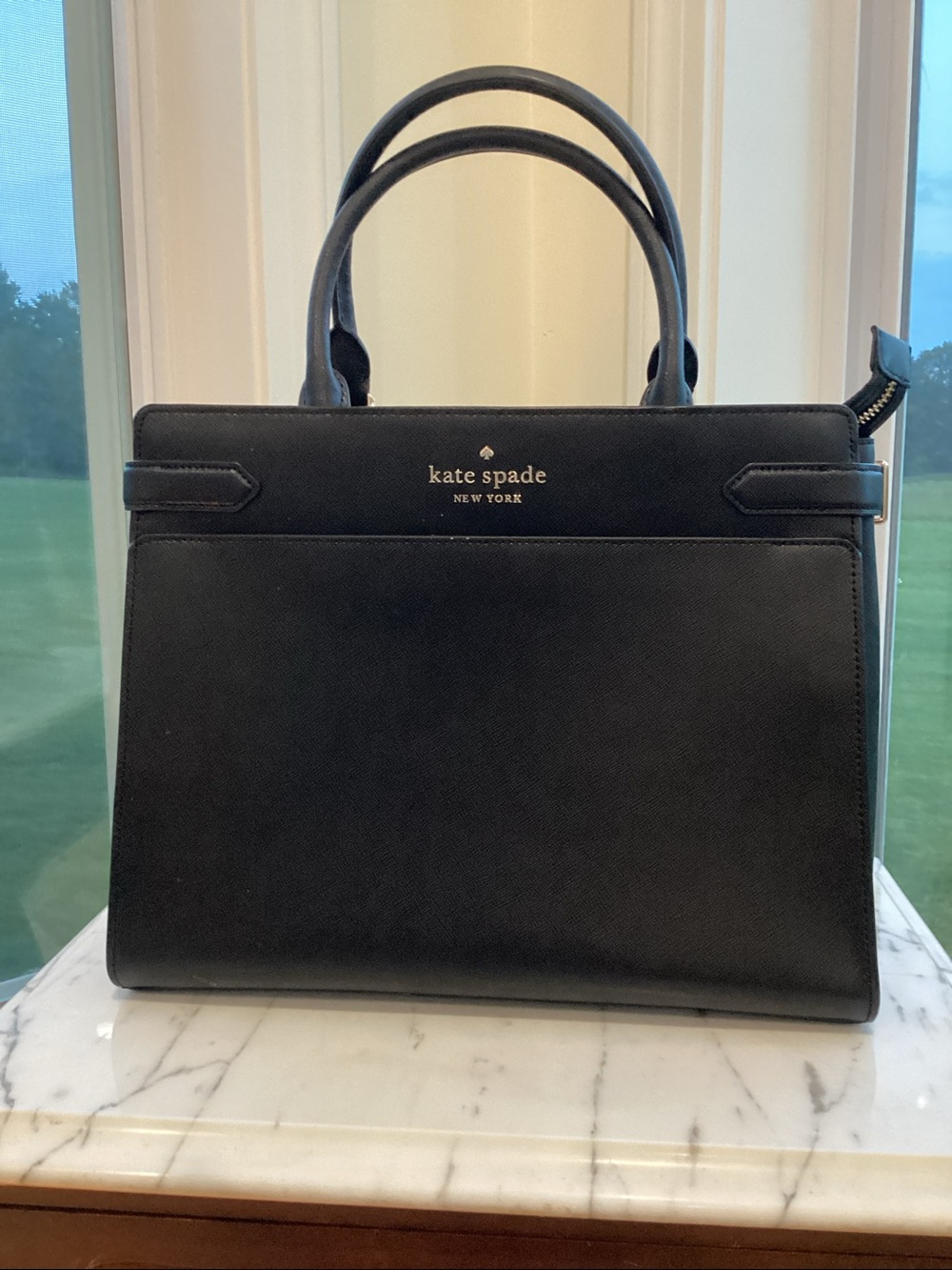 kate spade Black Structured Leather Top-Handle Satchel